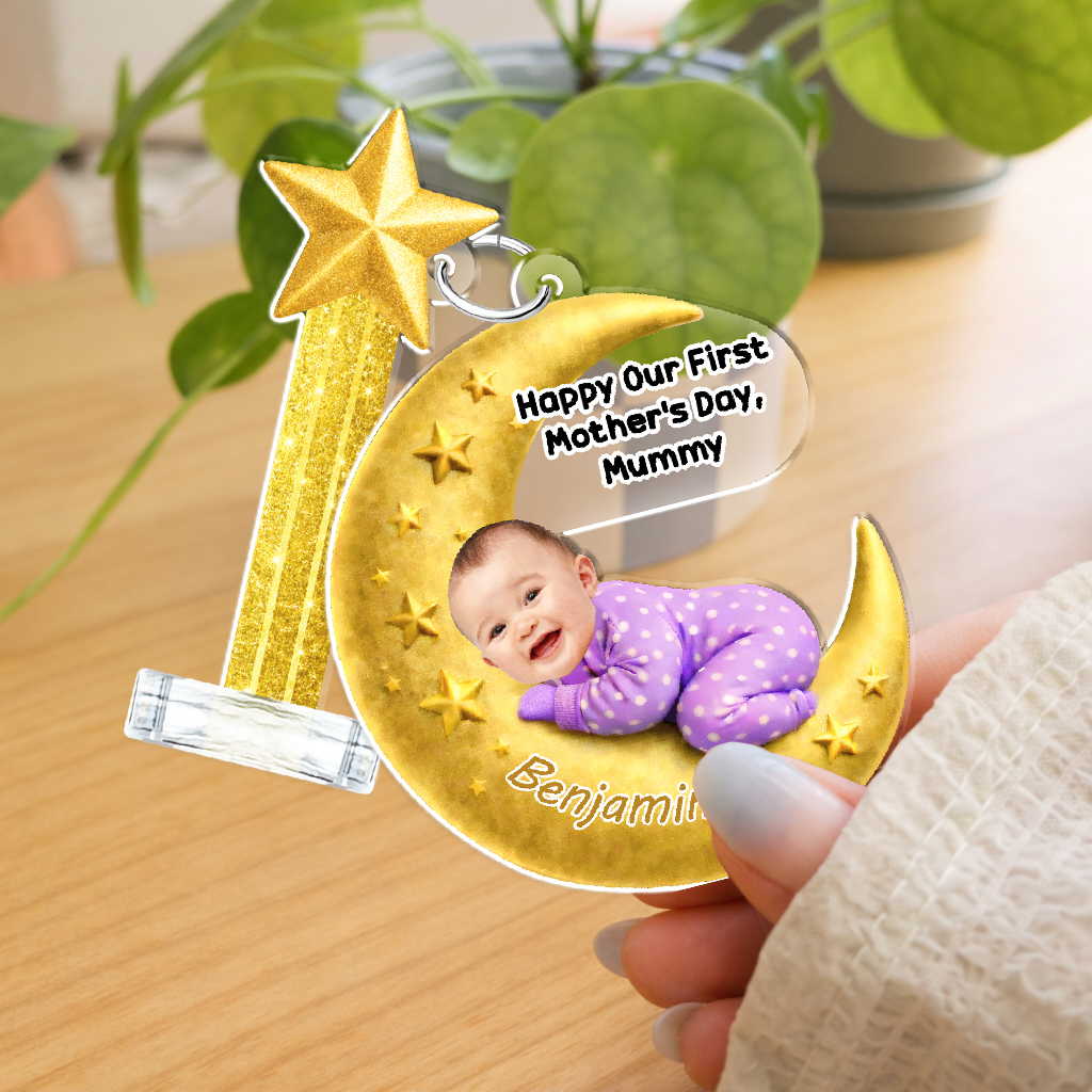 Personalized Baby Moon Acrylic Shaker Desk Decor - Gift For Mother's Day