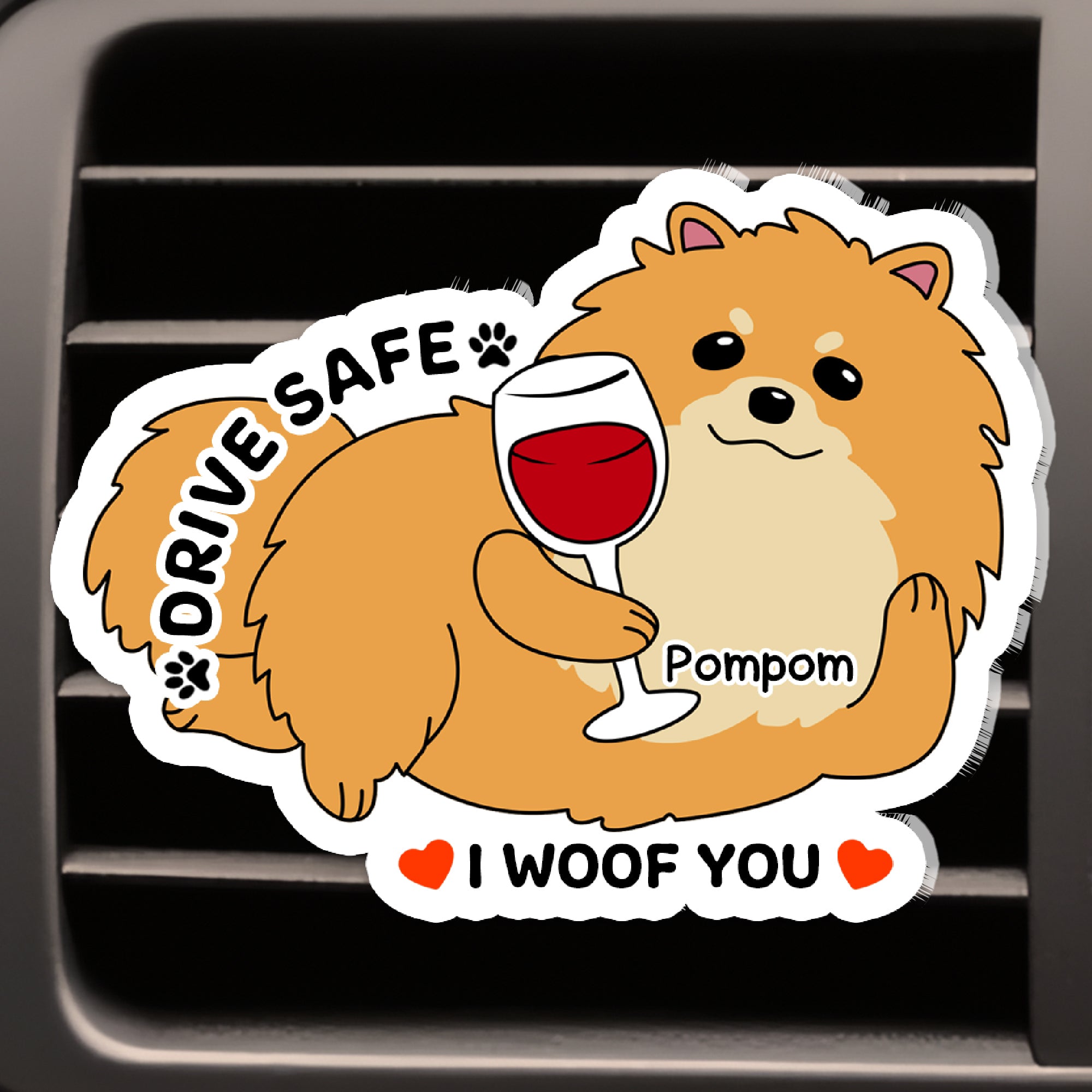 Custom Dog Breed Car Vent Clip - Personalized Wood & Acrylic - Drive Safe Gift for Dog Lovers