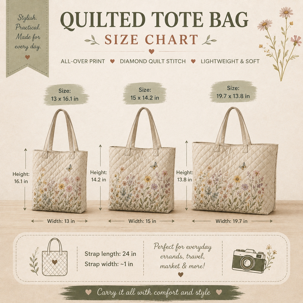Chicken Quilted Tote Bag, Colorful Farmhouse, Gift for Her Mom