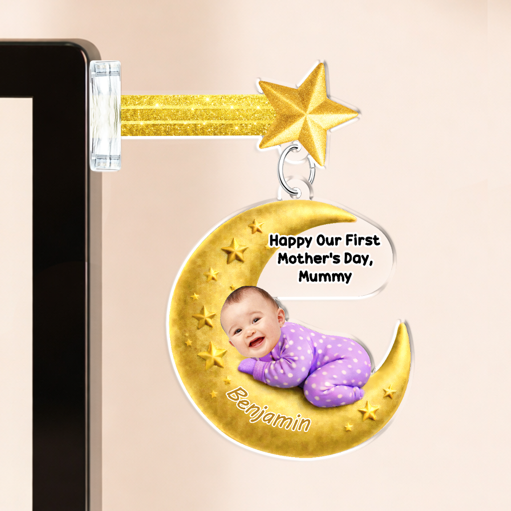 Personalized Baby Moon Acrylic Shaker Desk Decor - Gift For Mother's Day