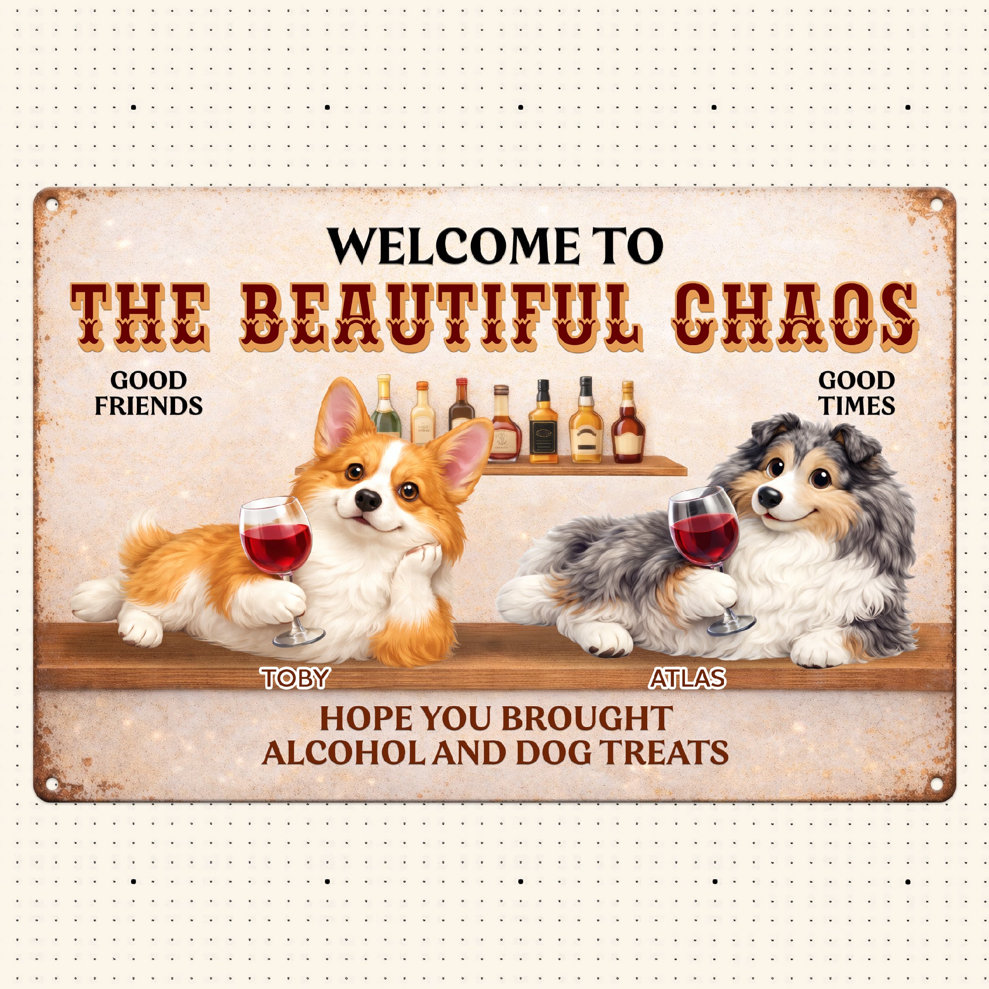 Custom Dog Bar Metal Sign – Funny Backyard & Garden Welcome Sign - Gift For Pet Lovers