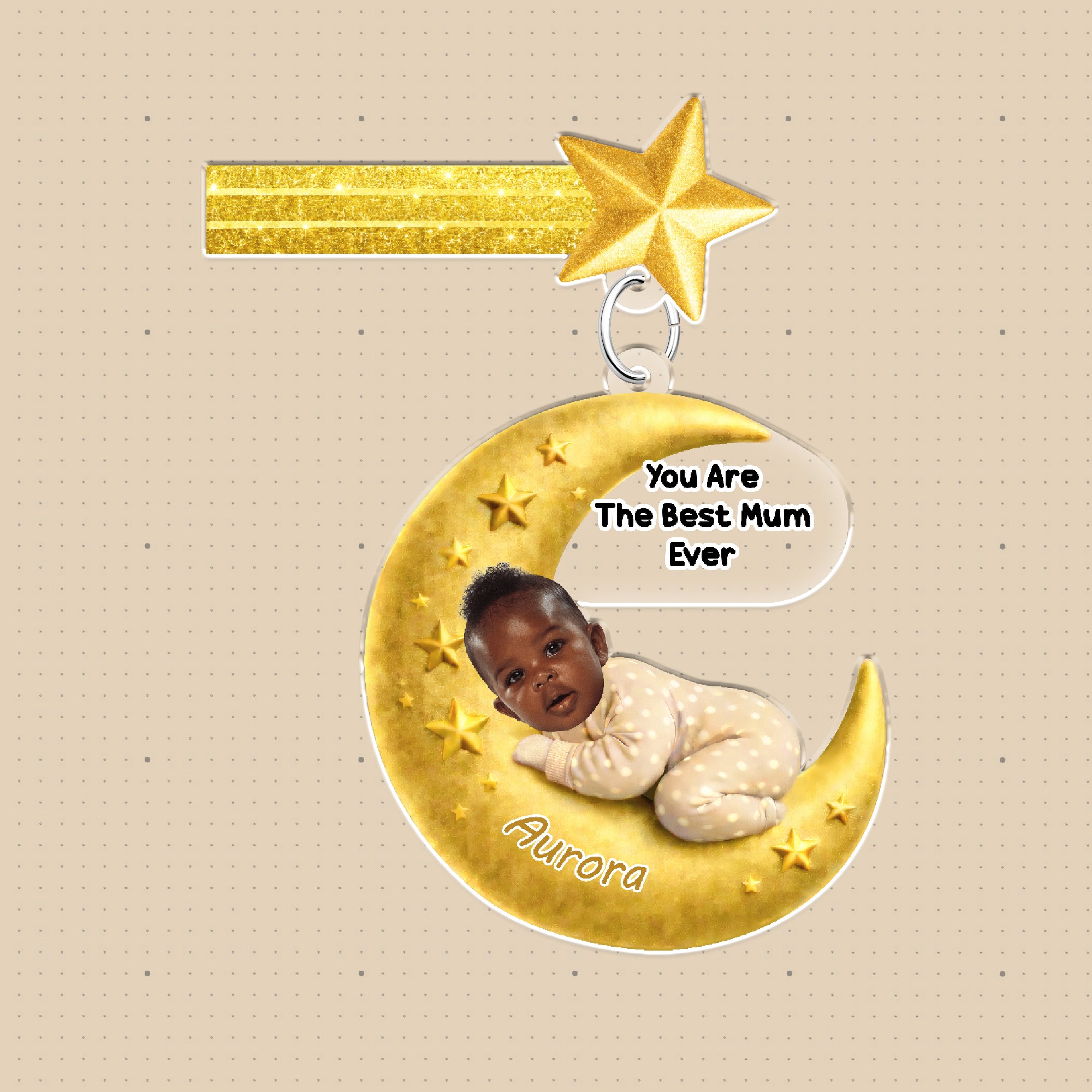 Personalized Baby Moon Acrylic Shaker Desk Decor - Gift For Mother's Day