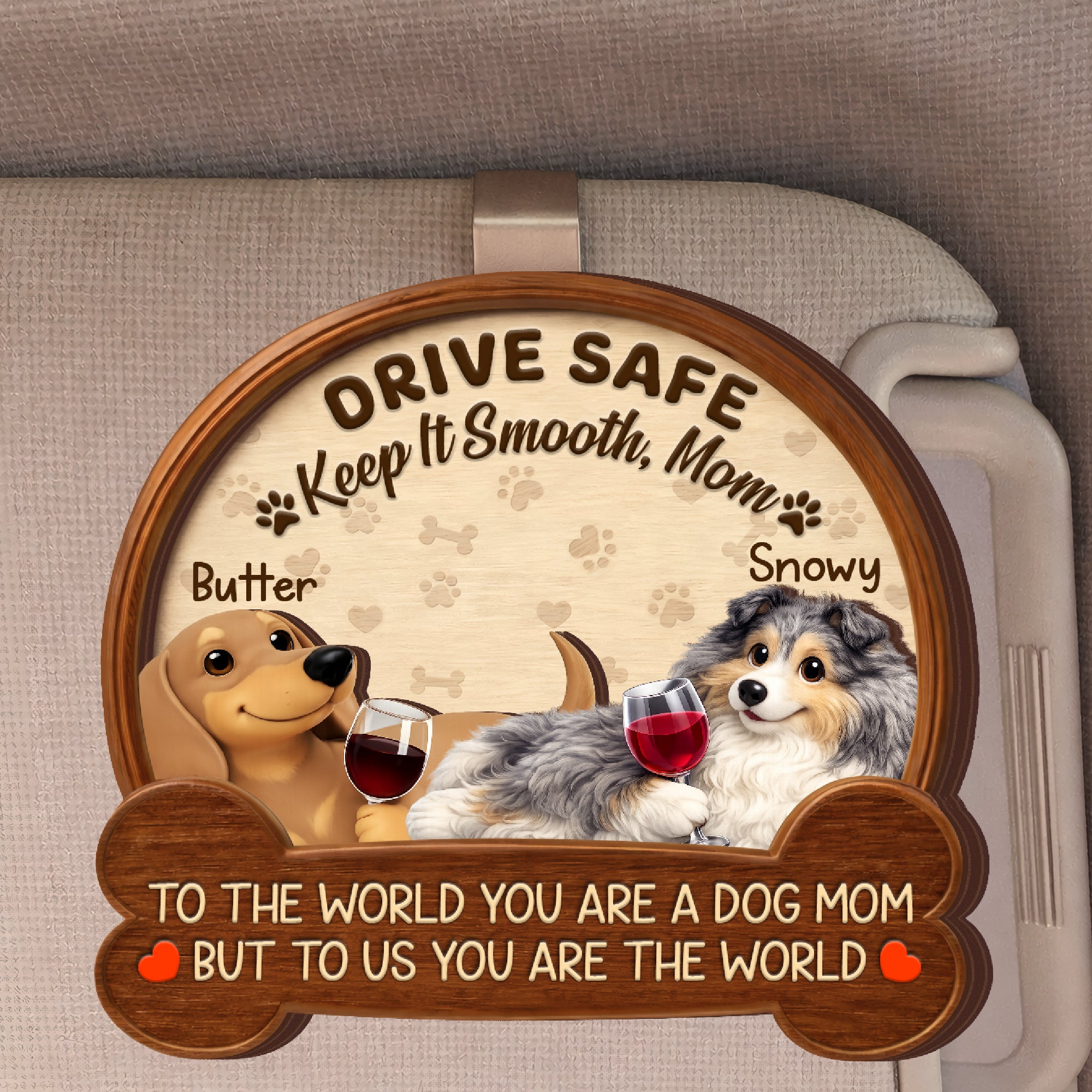 Custom Dog Visor Clip - Personalized 2-Layered Wooden Pet Accessory - Gift for Dog Lovers