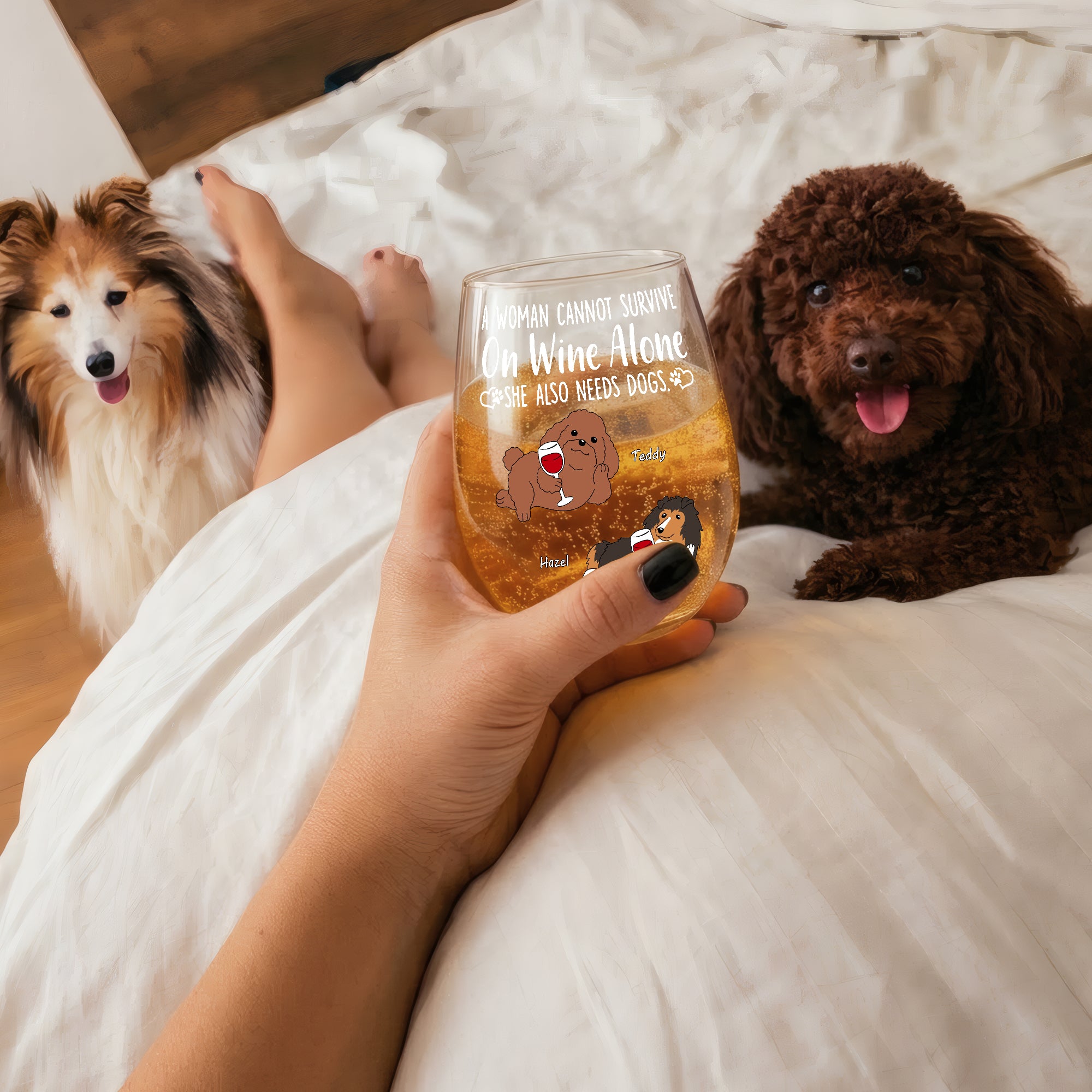 Custom Dog Wine Glass with Names – Personalized Pet Gift for Dog Mum & Dog Lovers