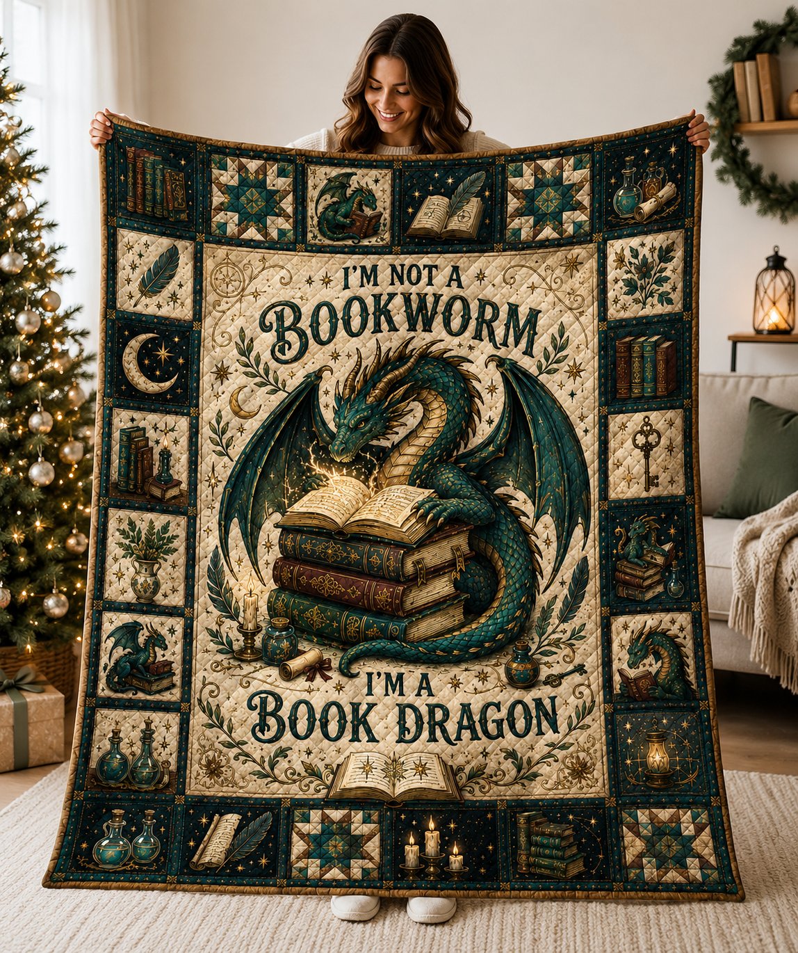 Fourth Wing Dragon Rider Quilt, Fantasy Romance Gift, Bookish