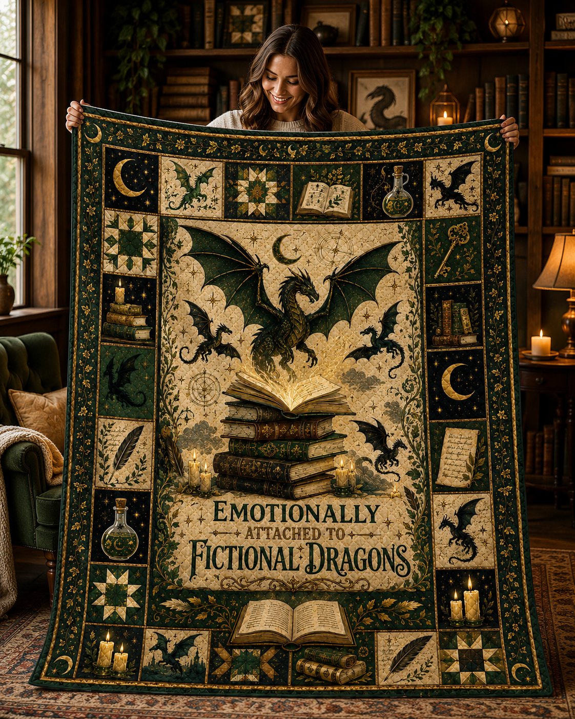 Fourth Wing Dragon Rider Quilt, Fantasy Romance Bookish Gift