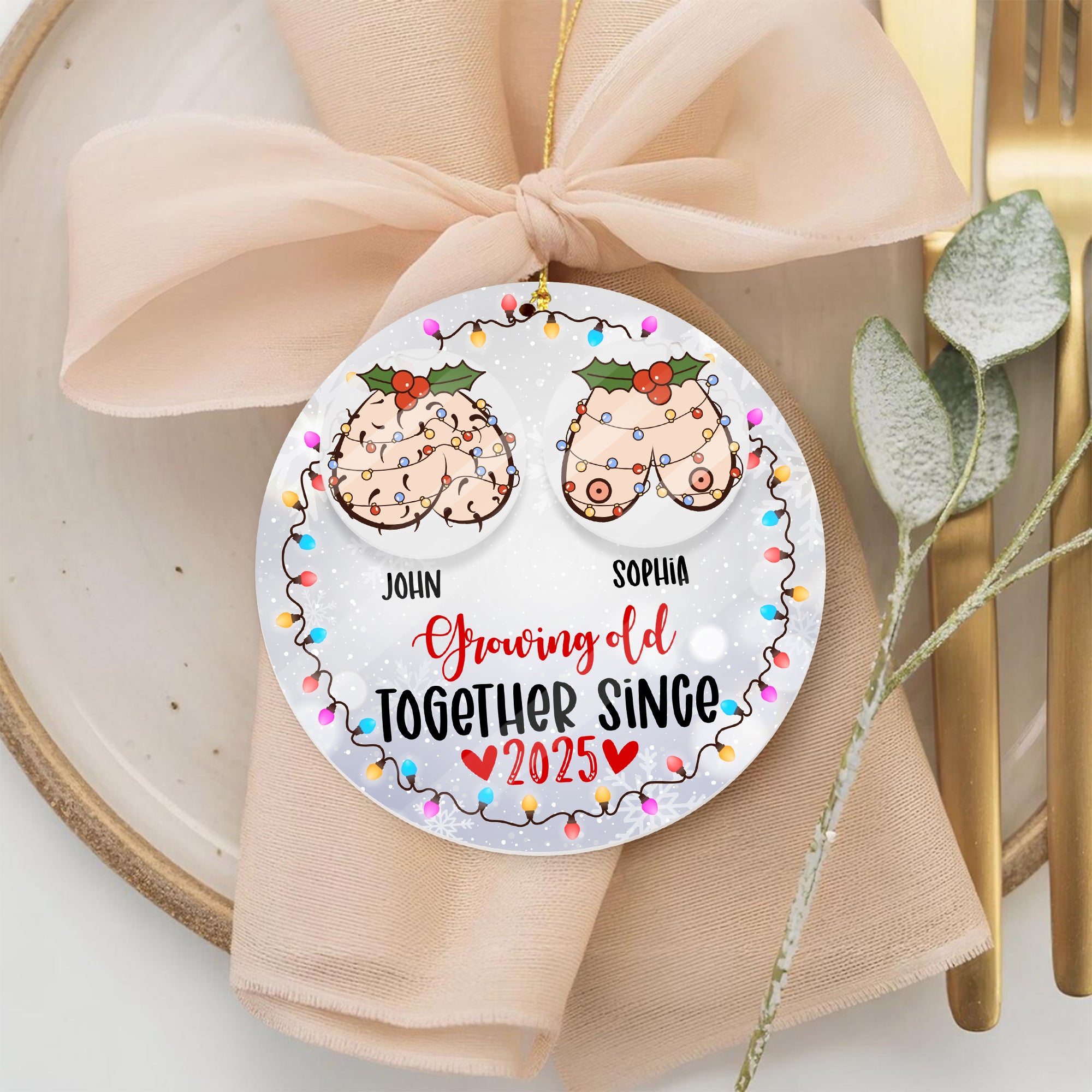 Funny Rotating Ornament - Personalized Ornament for Couples - Growing Old Together