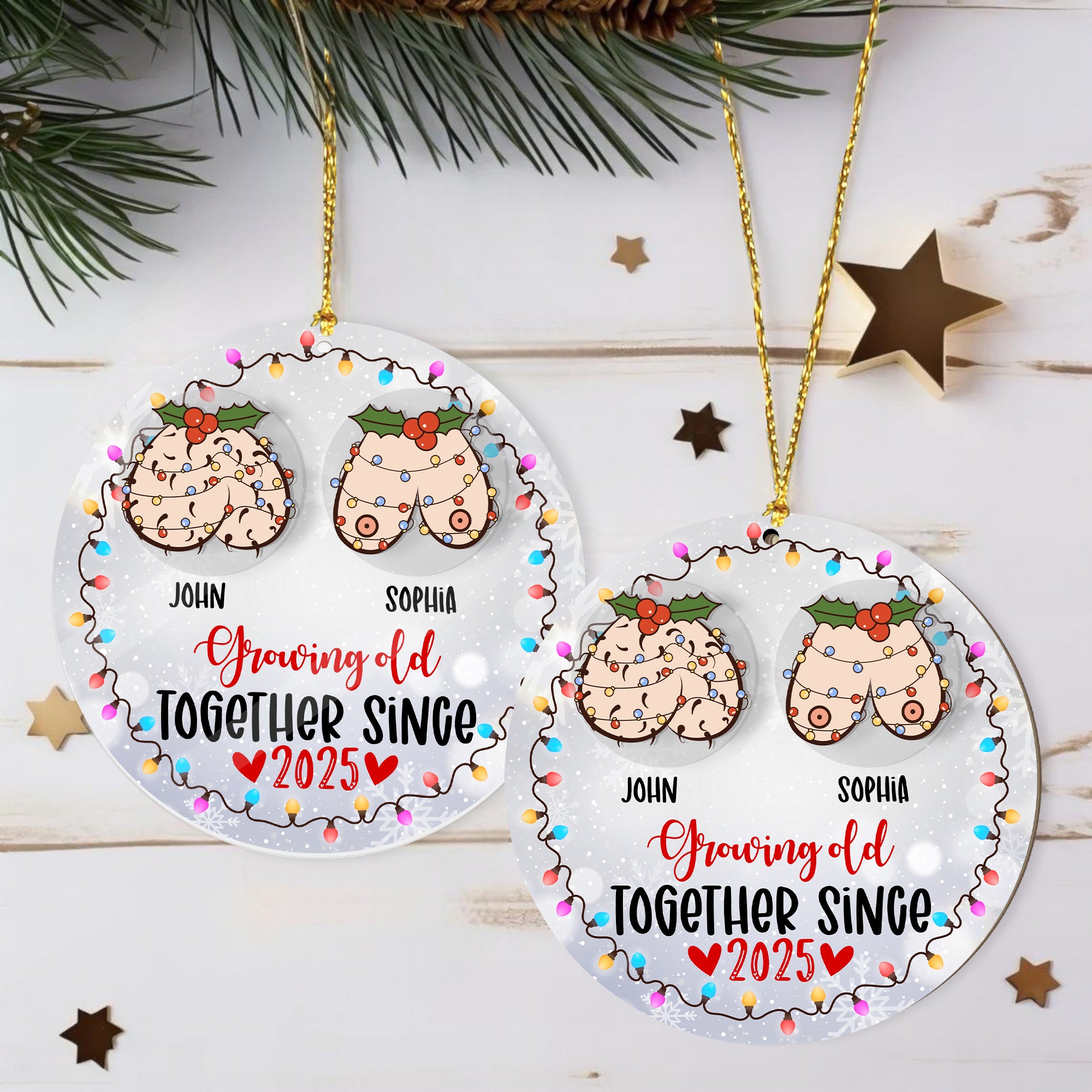 Funny Rotating Ornament - Personalized Ornament for Couples - Growing Old Together
