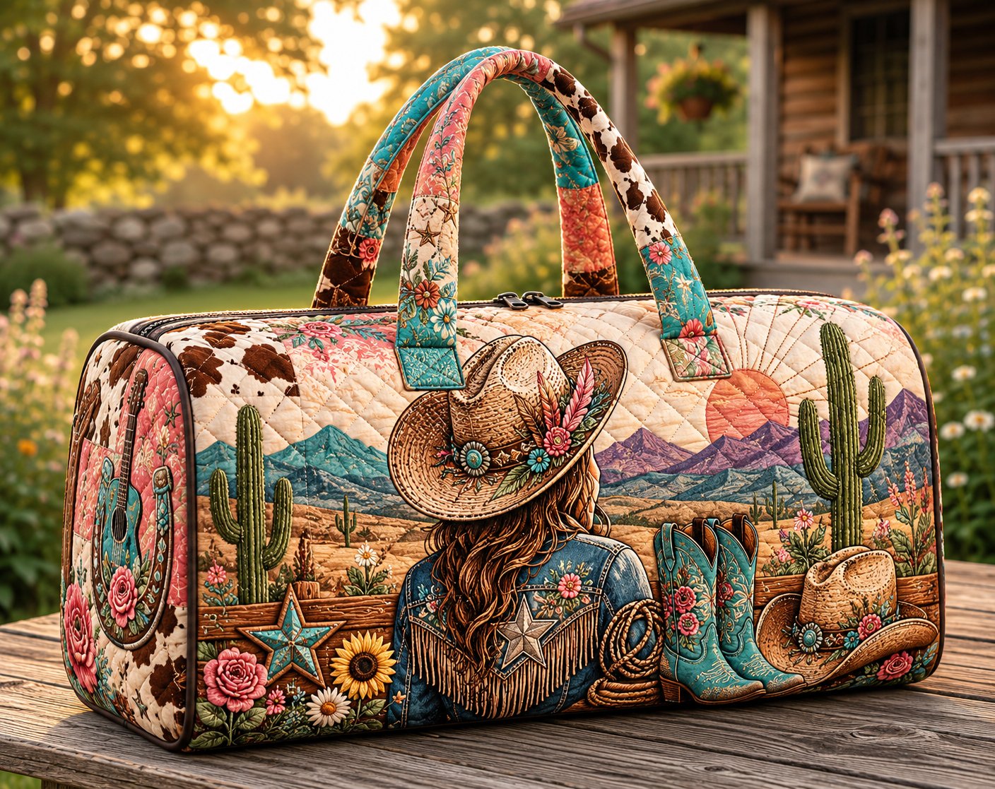 Cowgirl Quilted Weekend Bag, Western Duffel, Country Gift