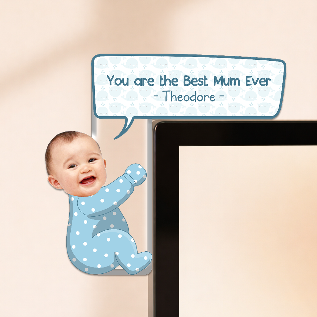 Custom Baby Photo Desk Decor – Personalized Monitor Corner Decoration – Mother’s Day Gift for Mom