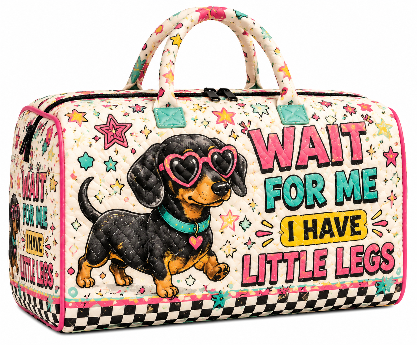 Dachshund Quilted Weekend Bag, Wiener Dog Travel Tote, Gift for Her