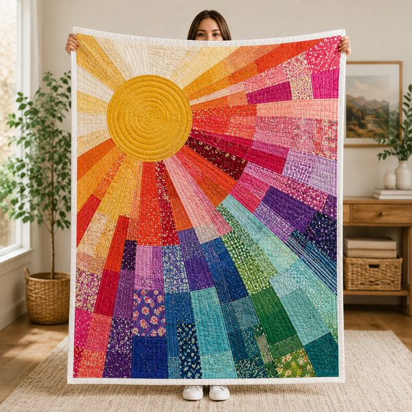 Sunshine Flower Quilt Blanket, Colorful Floral Throw Bedding